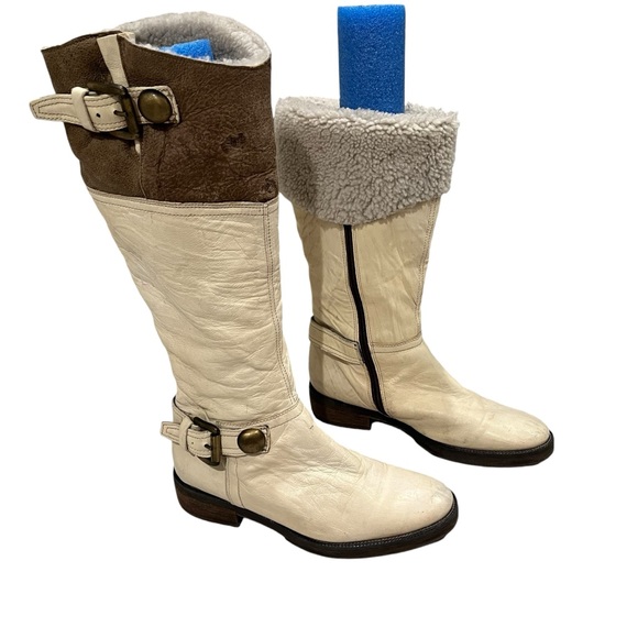 Manas Shoes - Manas Tall Fold-Down Faux Fur Lined Leather Boots, Sz 38